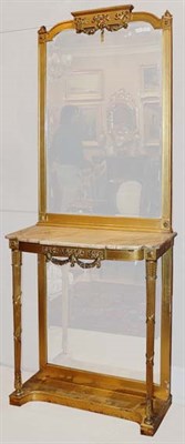 Lot 3748 - Louis XVI Style Gilt-Wood Mirrored Console The...
