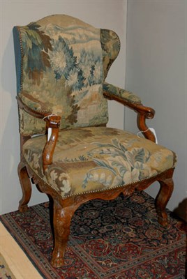 Lot 1362 - Provincial Louis XV Walnut Fauteuil a...