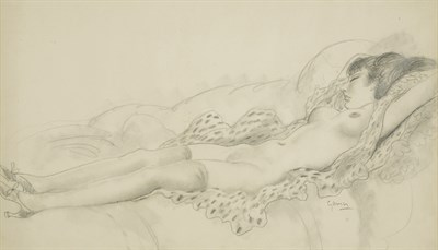Lot 4228 - Emil Ganso RECLINING NUDE Pencil on paper,...