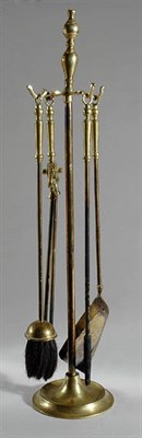 Lot 291 - George III Style Brass Fireplace Tools 19th...