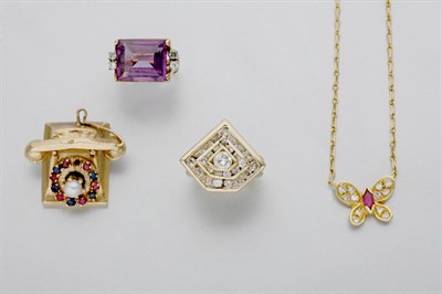 Lot 586 - Group of Gold, Diamond and Gem-Set Jewelry