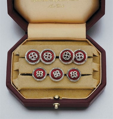Lot 98 - Platinum, Gold and Red Enamel Dress Set