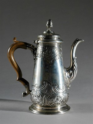 Lot 372 - George II Silver Coffee Pot Marks rubbed, 18th...