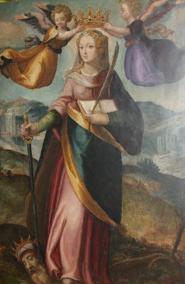 Lot 34 - Flemish School 16th Century Saint Catherine of...
