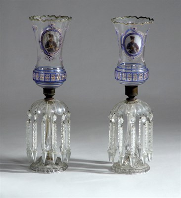 Lot 3738 - Pair of Baccarat Pressed Glass Lustre Candle...