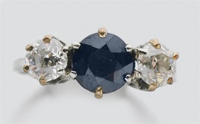Lot 632 - Synthetic Sapphire and Diamond Ring