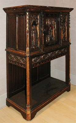 Lot 286 - Continental Gothic Revival Carved Oak and...