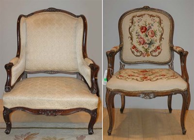 Lot 163 - Two Louis XV Style Upholstered Armchairs;...