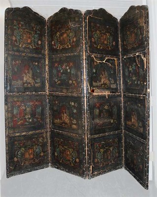 Lot 128 - Italian Polychrome Decorated Leather...