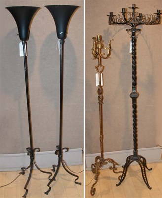 Lot 151 - Painted Metal Five-Light Torchere; Together...
