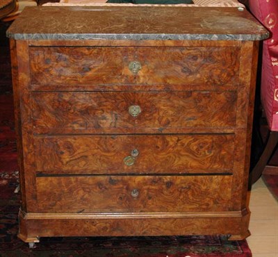 Lot 590 - Continental Marble Top Burl-Wood Chest of...