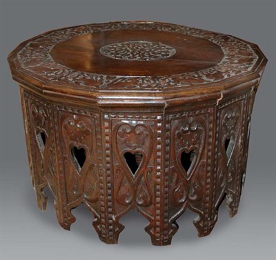 Lot 325 - Middle Eastern Style Carved Hardwood Low Table...