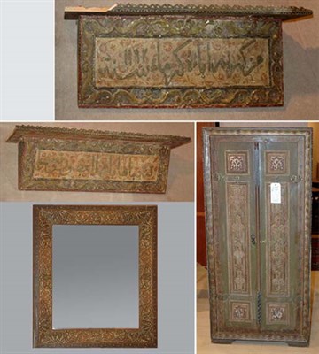 Lot 259 - Polychrome Painted Mirror; Together with Two...