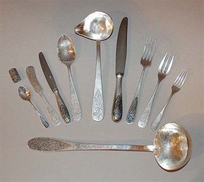 Lot 414 - Russian Silver Flatware Service Approximately...