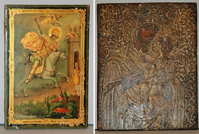 Lot 490 - Two Icons Height of larger 18 inches, width 14...