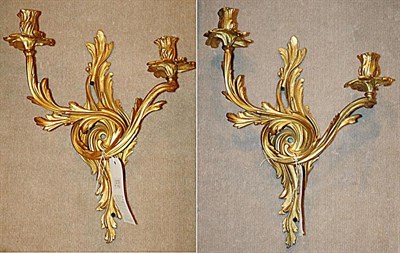 Lot 492 - Pair of Louis XV Style Gilt-Metal Two-Light...