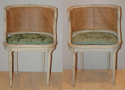 Lot 573 - Two Louis XVI Style Painted and Caned Side Chairs