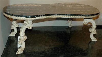 Lot 194 - Marble Top Painted Reniform Coffee Table...