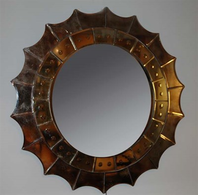 Lot 210 - Mirror Framed Scalloped Edge Circular Mirror...