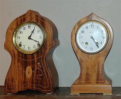 Lot 294 - Two Inlaid Mahogany Mantel Clocks