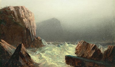 Lot 1228 - American School 19th Century Rocky Coast Oil...