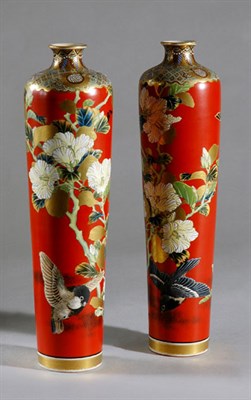 Lot 312 - Pair of Satsuma Floral Decorated Porcelain...
