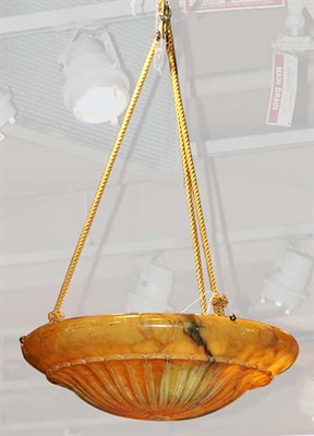 Lot 505 - Alabaster Three-Light Hanging Light
