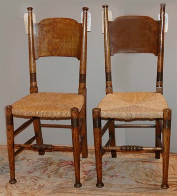 Lot 371 - Set of Eight Provincial Oak Side Chairs with...