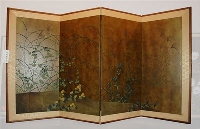 Lot 1370 - Asian Style Floral Decorated Four-Panel Screen...