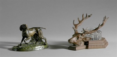 Lot 3502 - Bronze Dog-Form Letter Stand and Stag-Form...