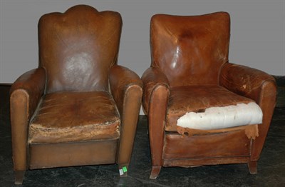 Lot 3547 - Pair of Leather Upholstered Club Chairs