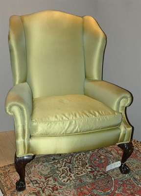 Lot 3500 - Georgian Style Upholstered Mahogany Wing Chair