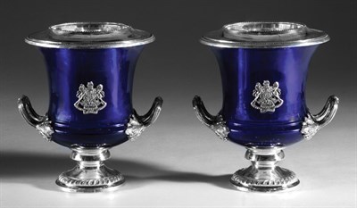 Lot 402 - Pair of Neoclassical Style Cobalt Glass and...