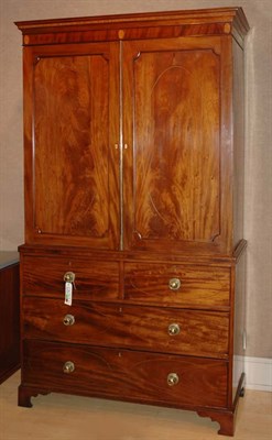 Lot 591 - George III Mahogany Linen Press Height 7 feet...