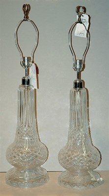 Lot 455 - Pair of Waterford Style Crystal Lamps Height...