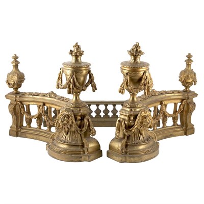 Lot 138 - Pair of Louis XVI Style Gilt-Metal Chenets...