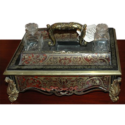 Lot 431 - Boulle Style Brass and Faux Tortoise Shell...