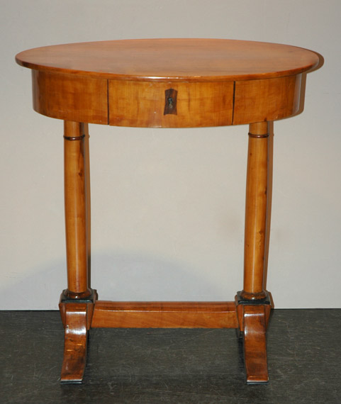 Lot 3484 - Biedermeier Cherry Trestle Base Side Table...