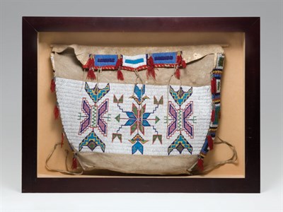 Lot 2003 - Sioux Beaded Hide Bag With multicolored...