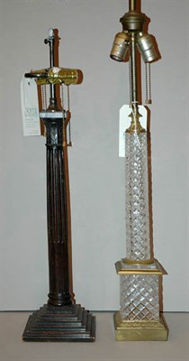 Lot 388 - Turned Wood Two-Light Lamp; Together with a...