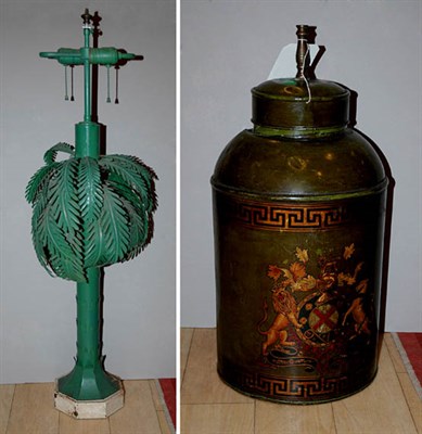 Lot 153 - Patinated-Metal Palm Tree Lamp; Together with...
