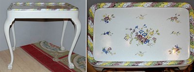 Lot 232 - Floral Decorated Faience Tray Top Table Height...