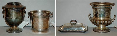 Lot 408 - Four Silver Plate Ice Buckets; Together with...