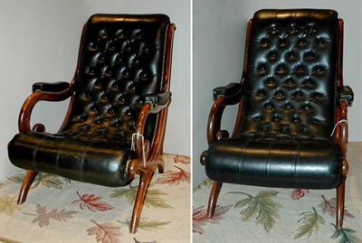 Lot 265 - Pair of Buttoned Leather Library Chairs