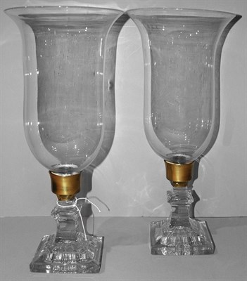 Lot 279 - Pair of Anglo Irish Style Glass Candlesticks...