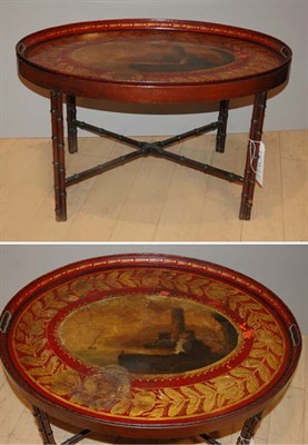 Lot 328 - Victorian Papier Mache Tray Table on Later...