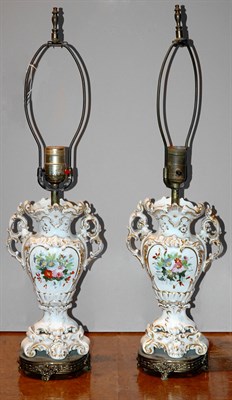 Lot 459 - Pair of Porcelain Vasiform Lamps