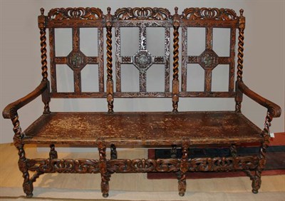 Lot 144 - Baroque Style Oak Bench Length 65 1/2 inches.