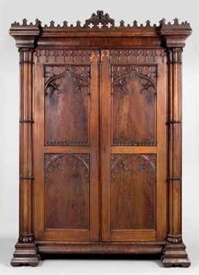 Lot 2077 - American Gothic Revival Mahogany Armoire...
