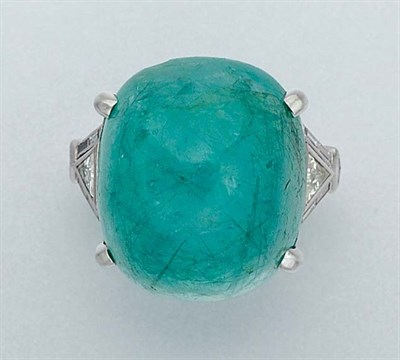Lot 275 - Cabochon Emerald and Diamond Ring